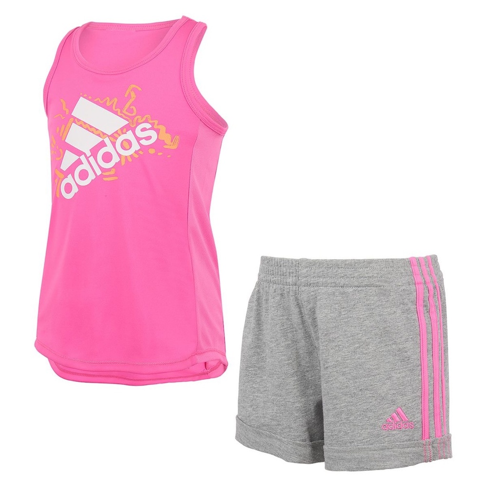 Adidas cute pink active performance shorts set 6208